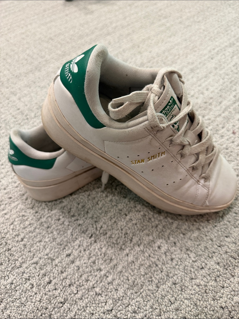 adidas platform Stan Smith Sneakers in White with Green Heel Tabs